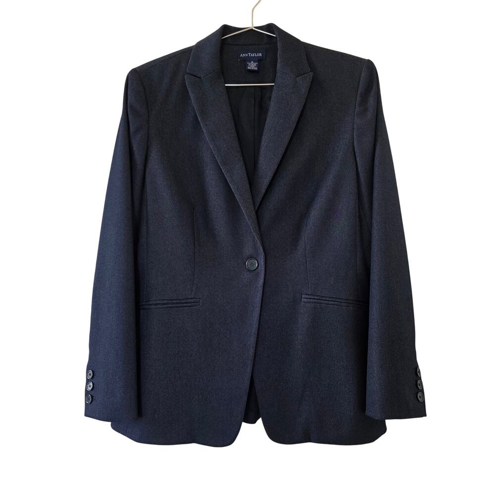 Ann Taylor Dark Gray Blazer Women Size 10 Career Office Business Jacket